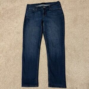 Banana Republic Womens Straight Leg Mid Rise Jeans Slim Stretch Blue 28/6 32x28